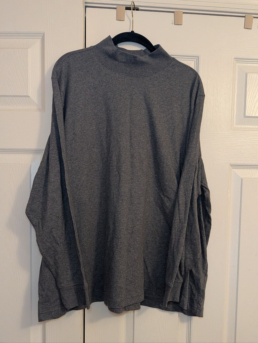 Lands' End Long-Sleeve Mock Neck Shirt in Charcoal Gray NWOT